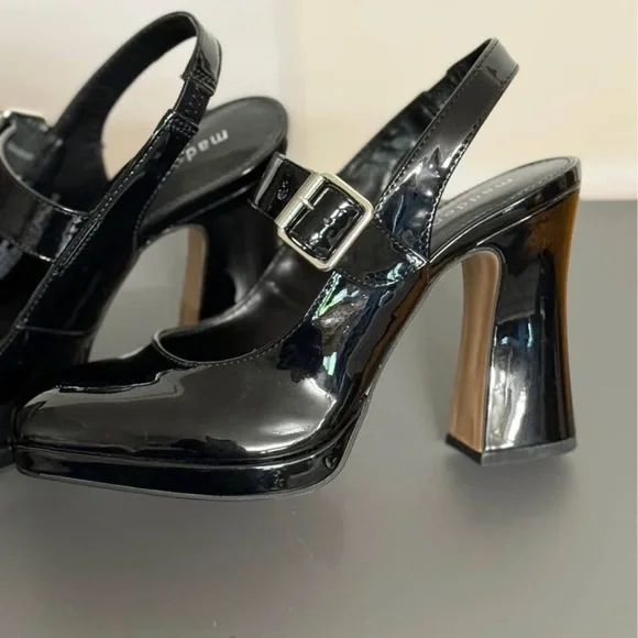 Madden Girl Glossy Black Slingback Heels - Picture 2 of 5
